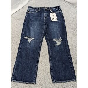 RFM Dylan Straight Jeans Size 11 (30x26.5) Distressed Raw Hem Stretch Denim NWT
